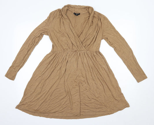 H&M Womens Brown  Viscose A-Line  Size S  V-Neck