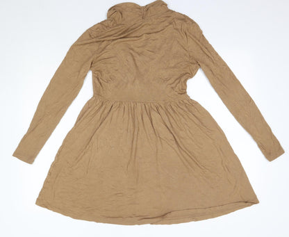 H&M Womens Brown  Viscose A-Line  Size S  V-Neck