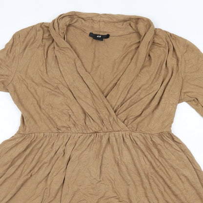 H&M Womens Brown  Viscose A-Line  Size S  V-Neck