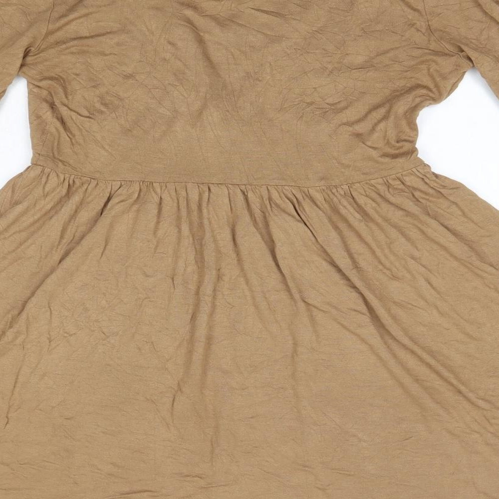 H&M Womens Brown  Viscose A-Line  Size S  V-Neck