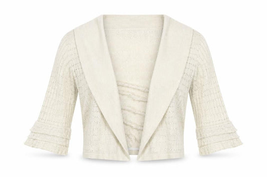 Front view of Marks & Spencer women’s gold v-neck viscose cardigan jumper, size UK 8