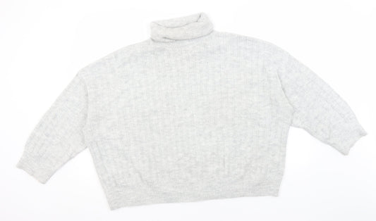 George Womens Grey Roll Neck  Acrylic Pullover Jumper Size L