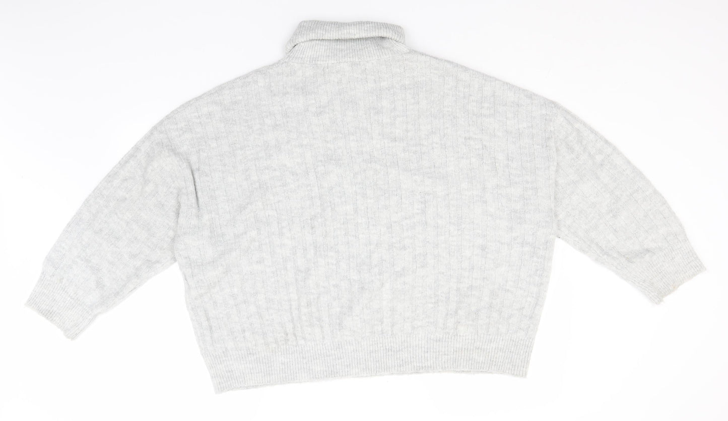 George Womens Grey Roll Neck  Acrylic Pullover Jumper Size L