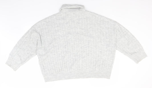 George Womens Grey Roll Neck  Acrylic Pullover Jumper Size L