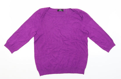Marks and Spencer Womens Purple Round Neck  Viscose Pullover Jumper Size 14