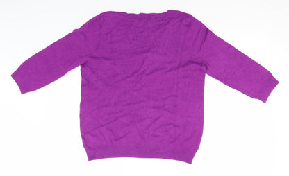 Marks and Spencer Womens Purple Round Neck  Viscose Pullover Jumper Size 14