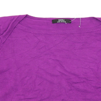 Marks and Spencer Womens Purple Round Neck  Viscose Pullover Jumper Size 14