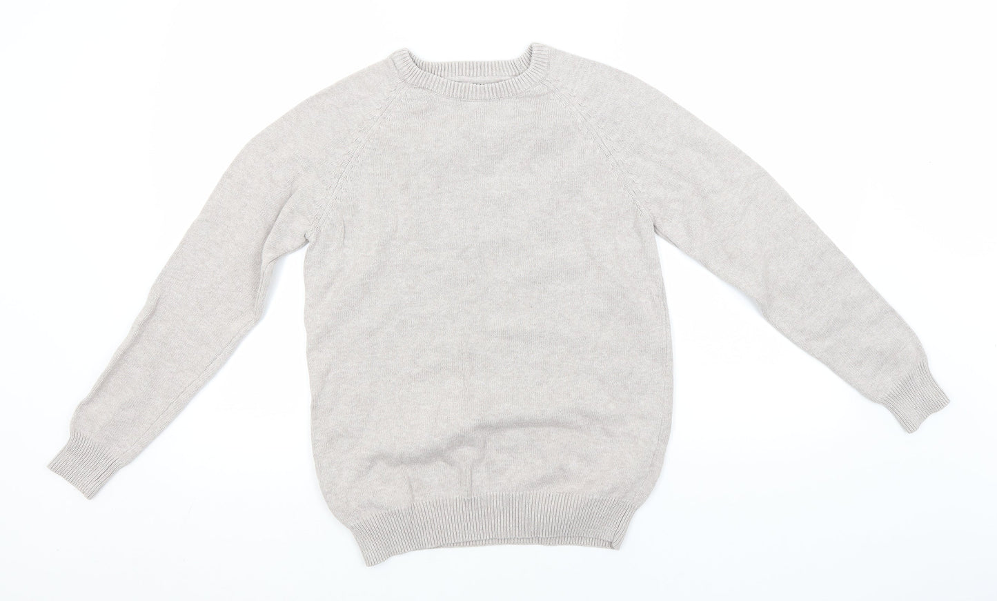 Cotton Traders Mens Grey Round Neck  Cotton Pullover Jumper Size XS