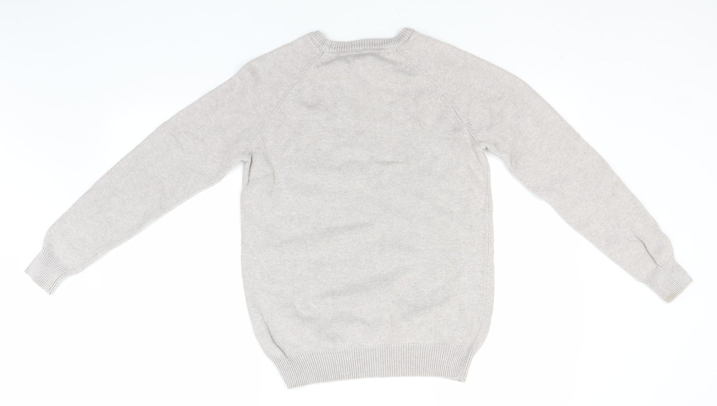 Cotton Traders Mens Grey Round Neck  Cotton Pullover Jumper Size XS