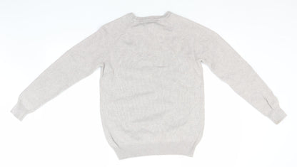 Cotton Traders Mens Grey Round Neck  Cotton Pullover Jumper Size XS