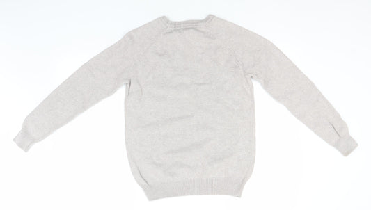 Cotton Traders Mens Grey Round Neck  Cotton Pullover Jumper Size XS