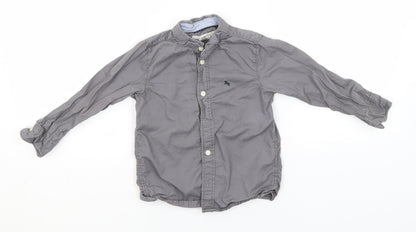 Preworn Boys Grey  Cotton Basic Button-Up Size 3-4 Years Collared