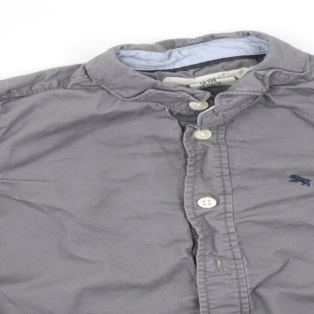 Preworn Boys Grey  Cotton Basic Button-Up Size 3-4 Years Collared