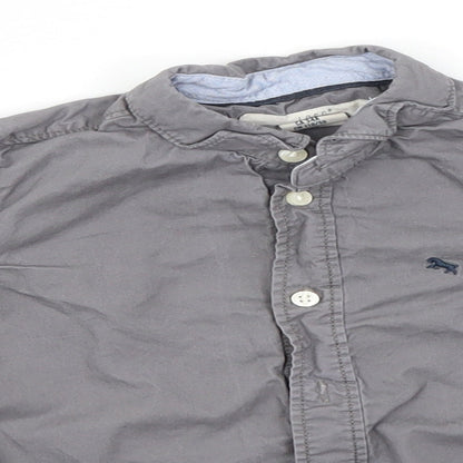 Preworn Boys Grey  Cotton Basic Button-Up Size 3-4 Years Collared