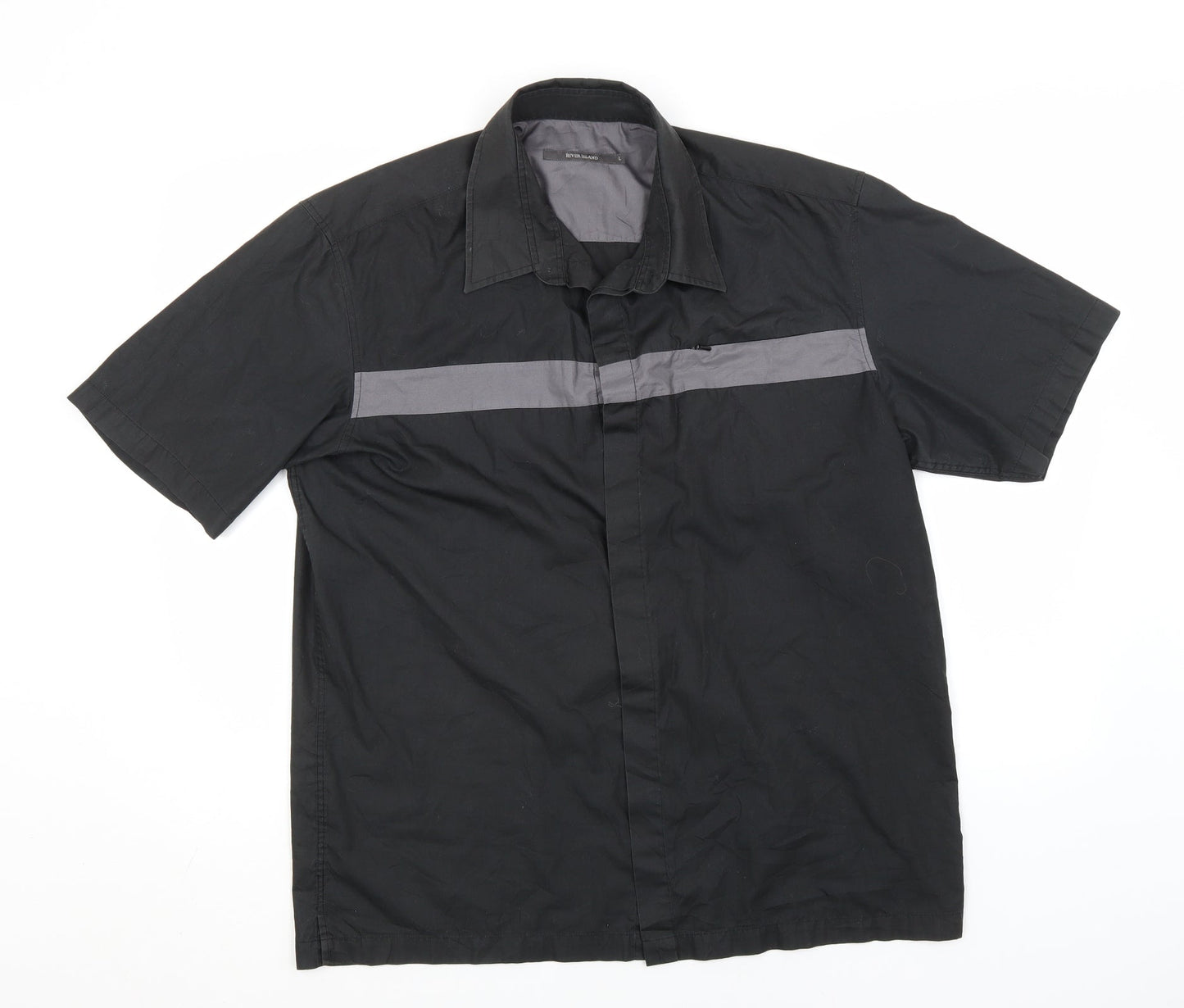 River Island Mens Grey  Polyester  Button-Up Size L Collared