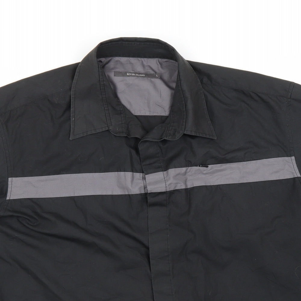 River Island Mens Grey  Polyester  Button-Up Size L Collared