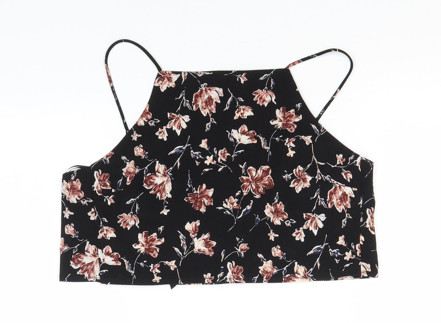 Glamorous Womens Black Floral Polyester Basic Tank Size XS Off the Shoulder