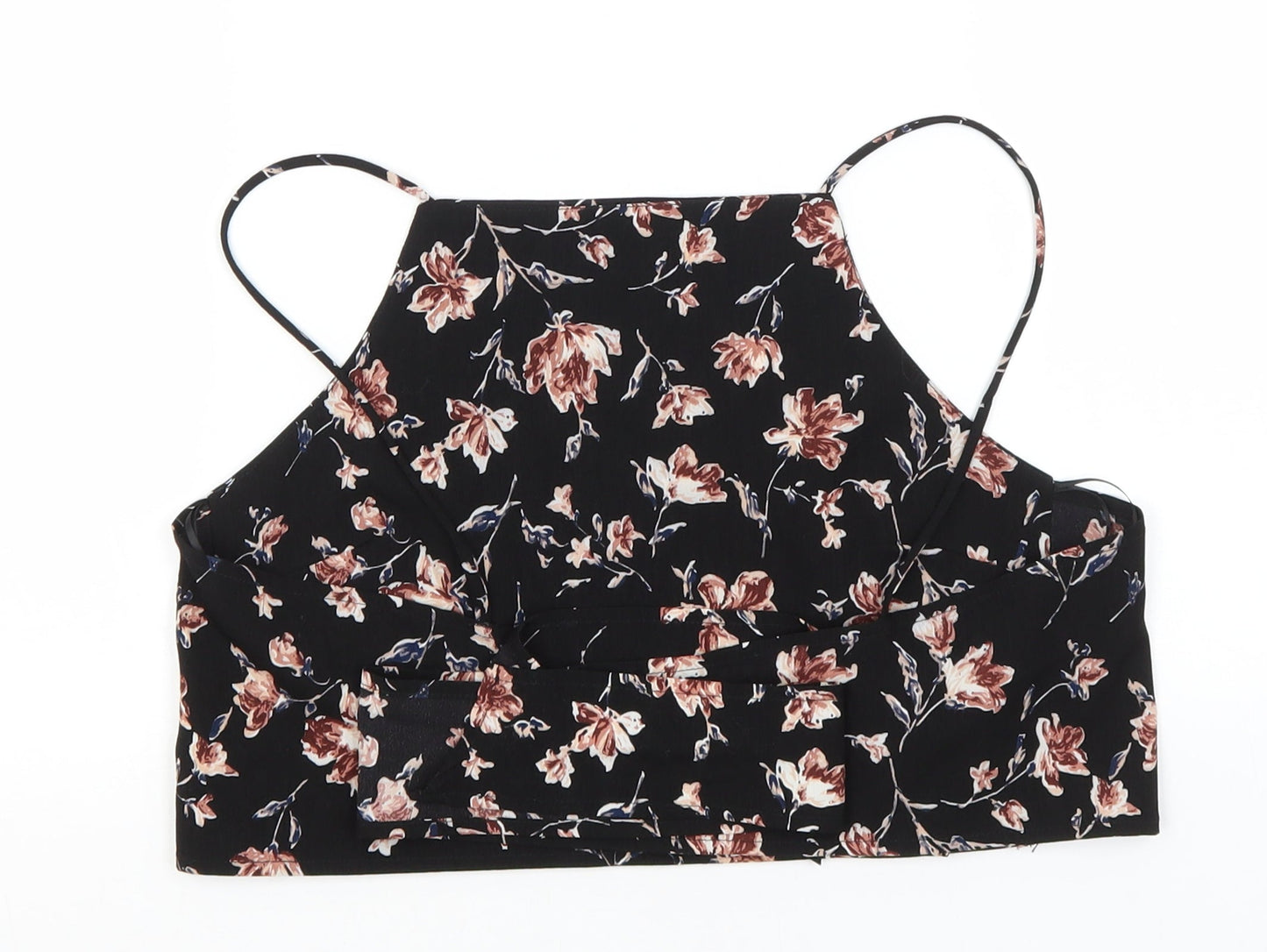 Glamorous Womens Black Floral Polyester Basic Tank Size XS Off the Shoulder