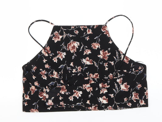 Glamorous Womens Black Floral Polyester Basic Tank Size XS Off the Shoulder