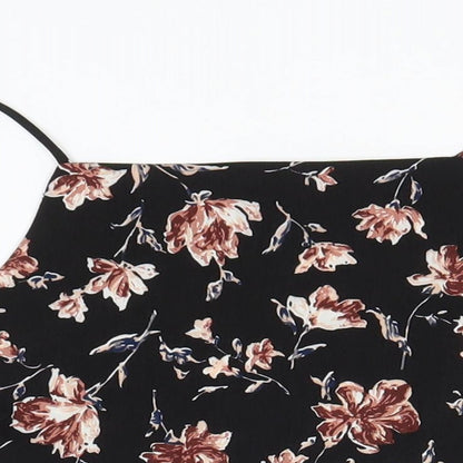 Glamorous Womens Black Floral Polyester Basic Tank Size XS Off the Shoulder