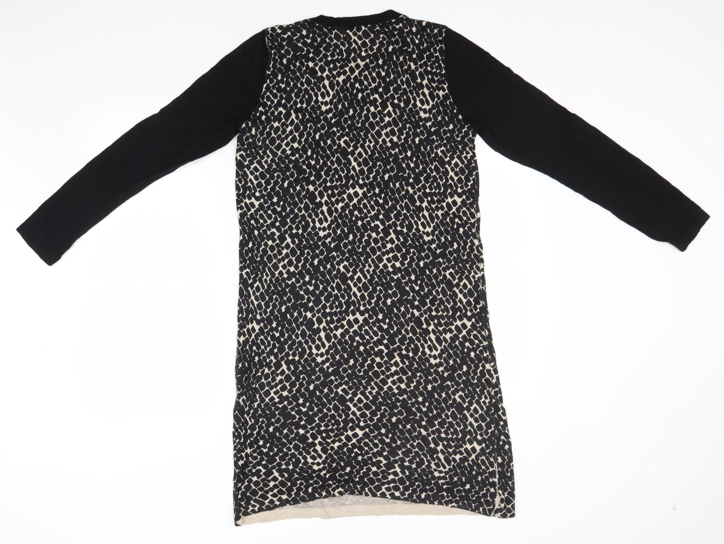 TU Womens Black Animal Print Polyamide T-Shirt Dress  Size 14  Round Neck