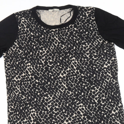 TU Womens Black Animal Print Polyamide T-Shirt Dress  Size 14  Round Neck