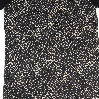 TU Womens Black Animal Print Polyamide T-Shirt Dress  Size 14  Round Neck