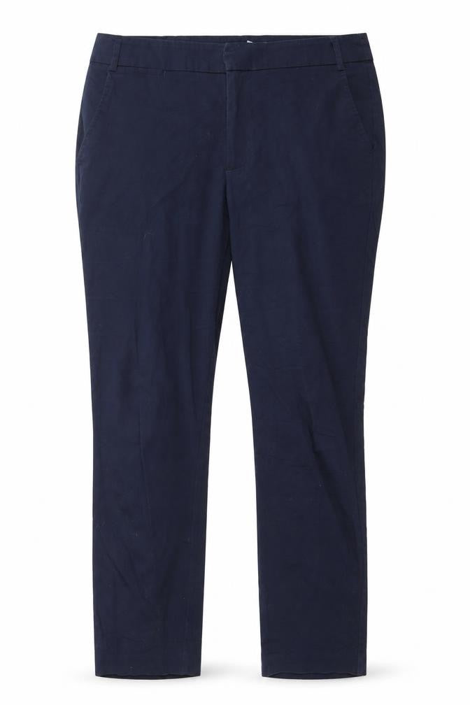 Front view of Sfera women’s blue trousers, size UK 16, 26-inch leg regular
