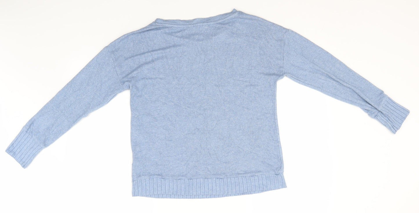 Marks and Spencer Womens Blue Round Neck  Viscose Pullover Jumper Size 10
