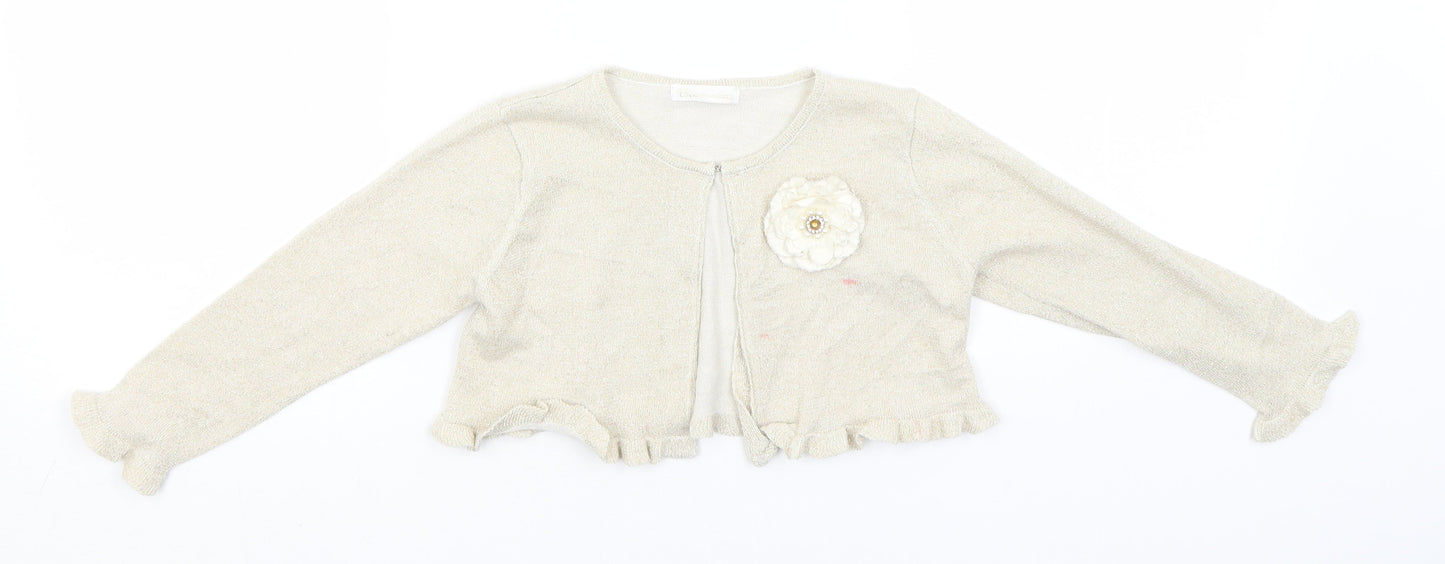 Womens UK Size 4 Preworn Gold Cardigan Jumper