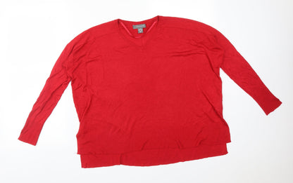 Primark Womens Red  Acrylic Basic T-Shirt Size M V-Neck