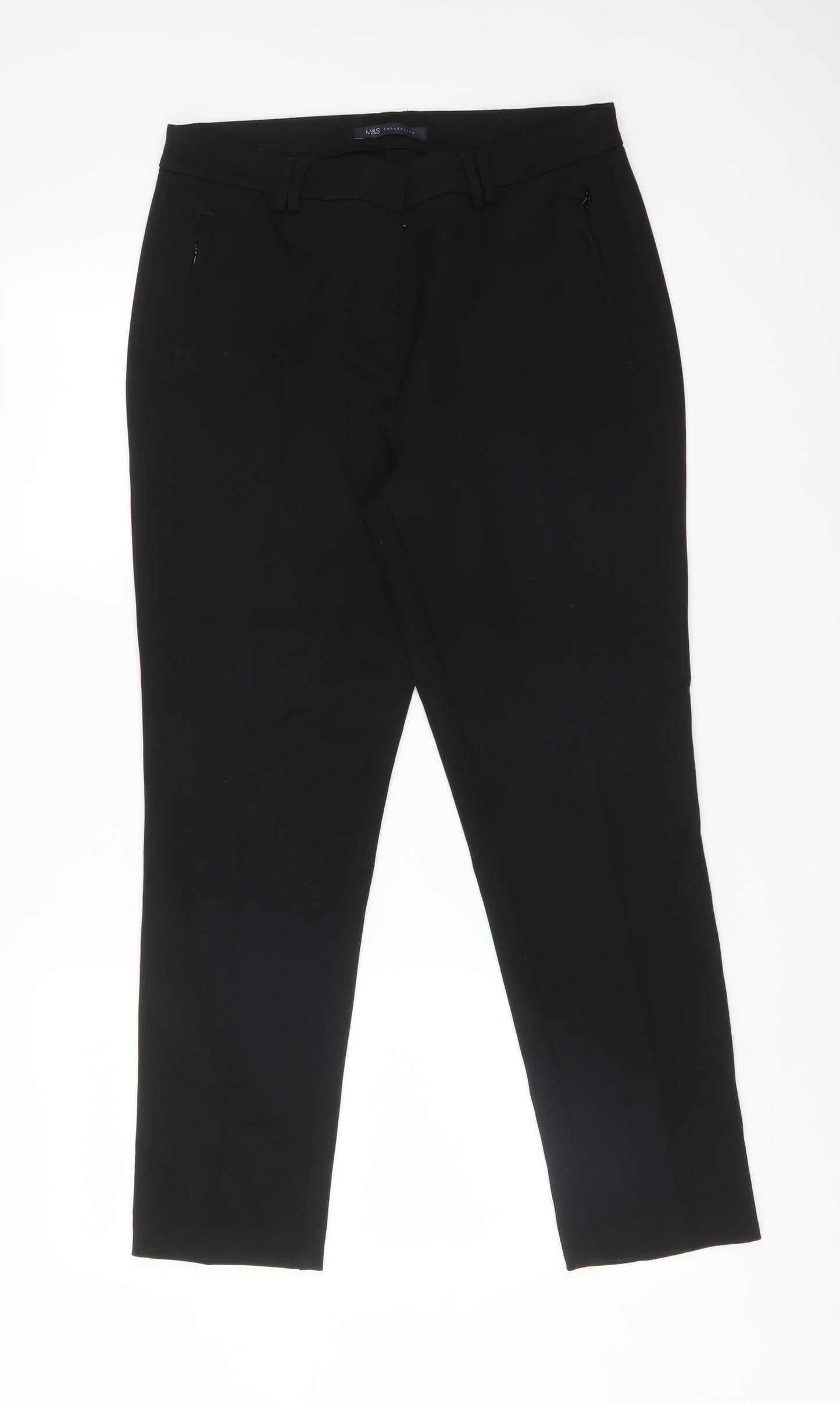 Womens UK Size 12 M&S Regular Fit  Black Trousers