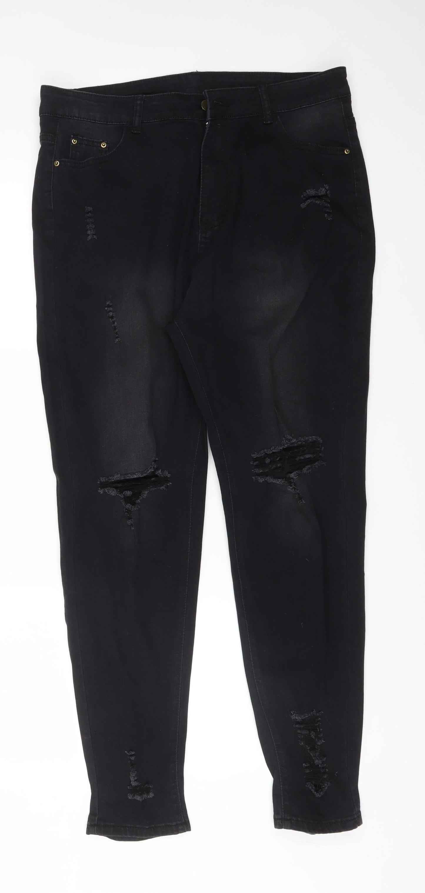 Womens UK Size XL JEANS Regular Fit Skinny Black Jeans