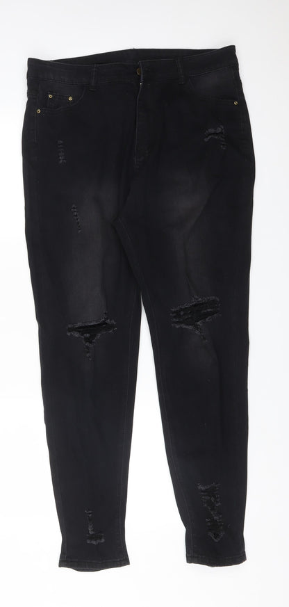 Womens UK Size XL JEANS Regular Fit Skinny Black Jeans