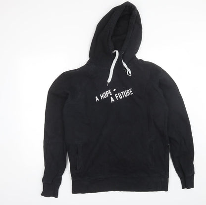 Earth Positive Mens Black Round Neck  Cotton Pullover Jumper Size L