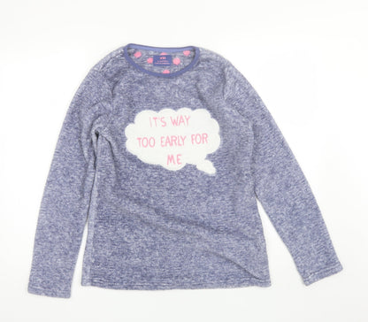 Additional front view of YD girls’ blue solid polyester top pyjama top, size 13-14, years