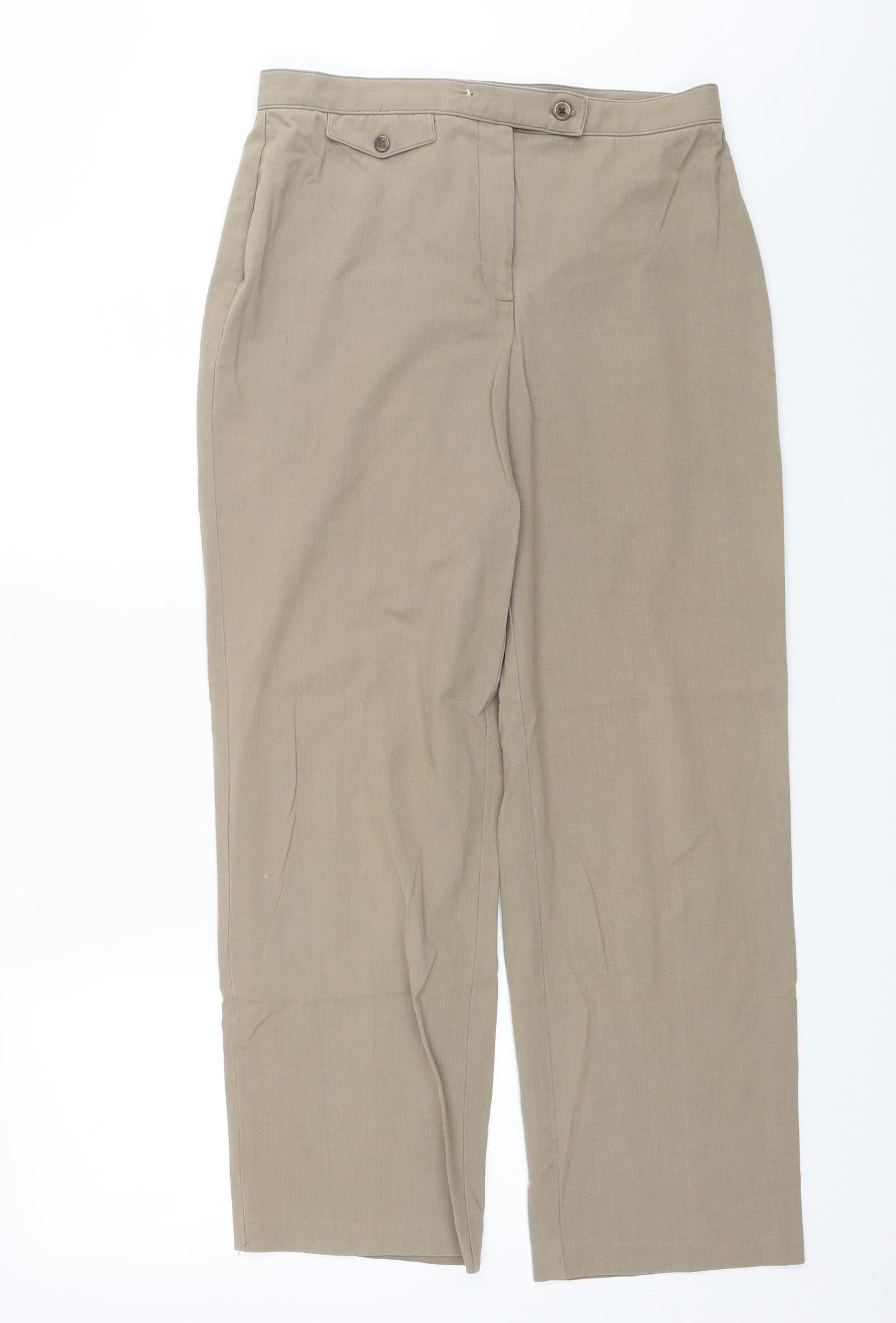 JM Collection Womens Beige  Polyester Trousers  Size 12 L28 in Regular