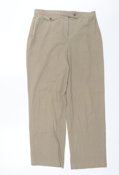 JM Collection Womens Beige  Polyester Trousers  Size 12 L28 in Regular