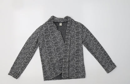 TU Girls Black Animal Print  Jacket Blazer Size 9 Years