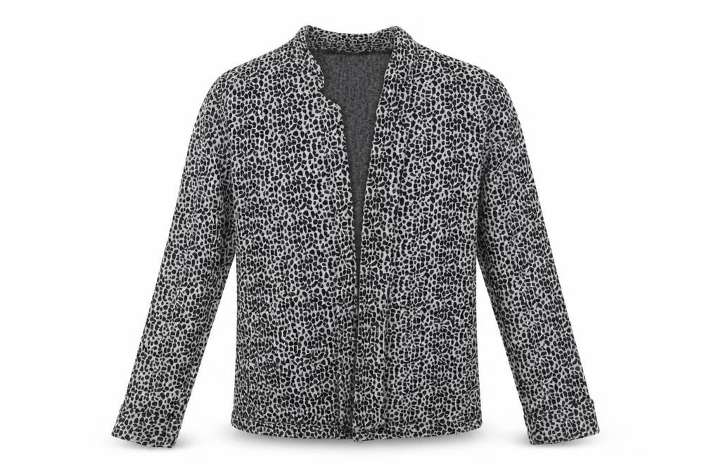 Front view of Tu girls’ black animal print jacket blazer, size 9, years