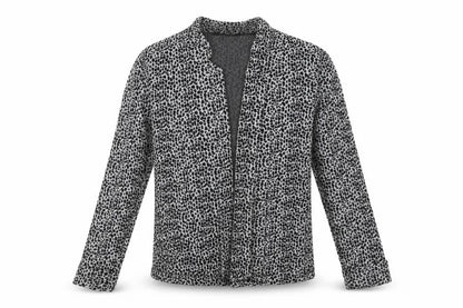 Front view of Tu girls’ black animal print jacket blazer, size 9, years