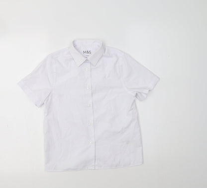 M&S Boys White  Polyester Basic Button-Up Size 7-8 Years Collared  - School Wear