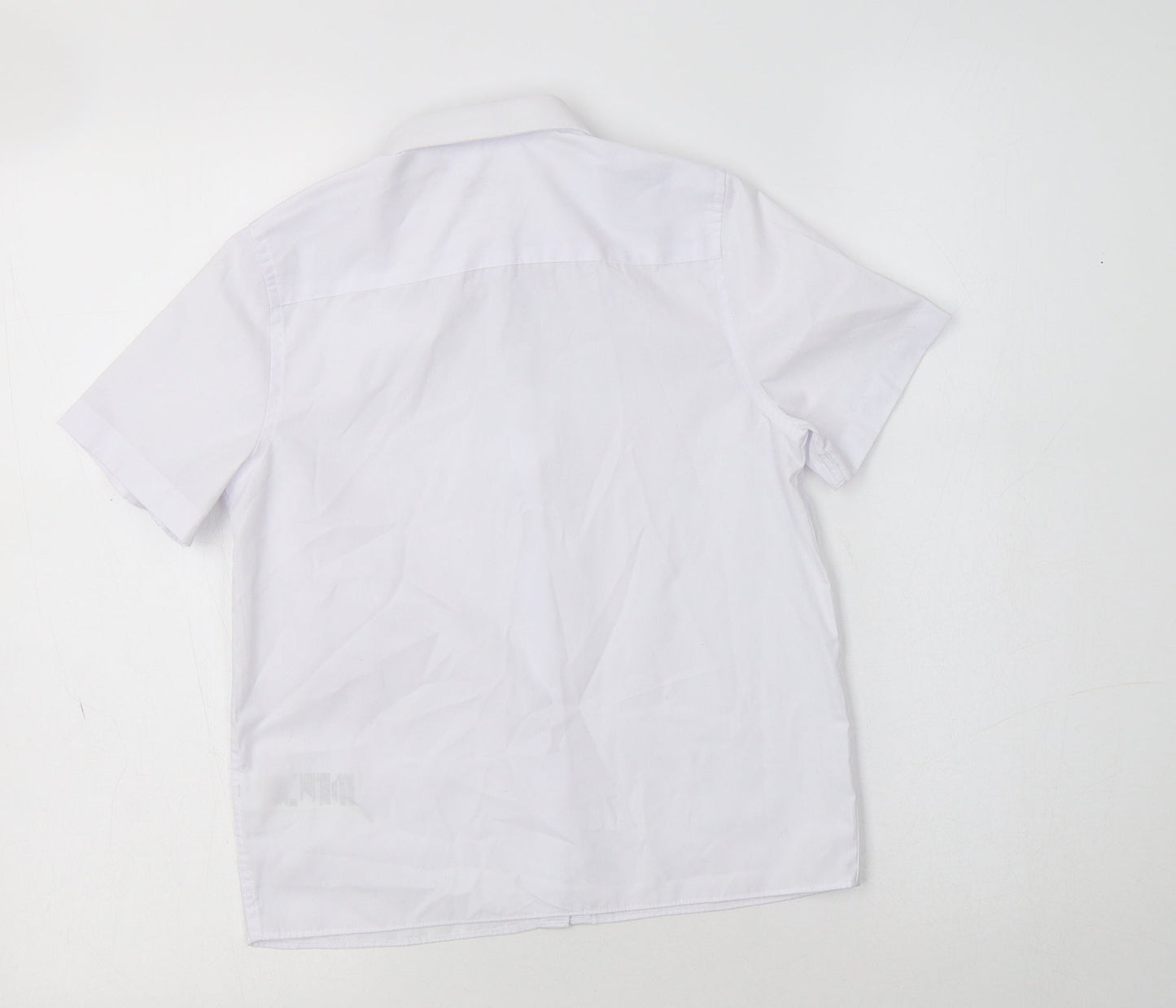 M&S Boys White  Polyester Basic Button-Up Size 7-8 Years Collared  - School Wear