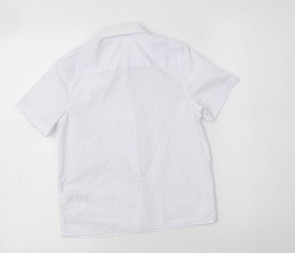 M&S Boys White  Polyester Basic Button-Up Size 7-8 Years Collared  - School Wear