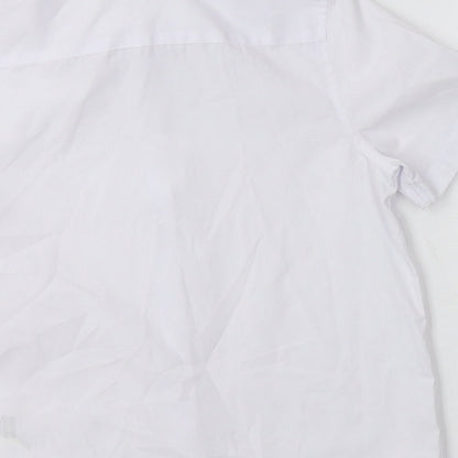 M&S Boys White  Polyester Basic Button-Up Size 7-8 Years Collared  - School Wear