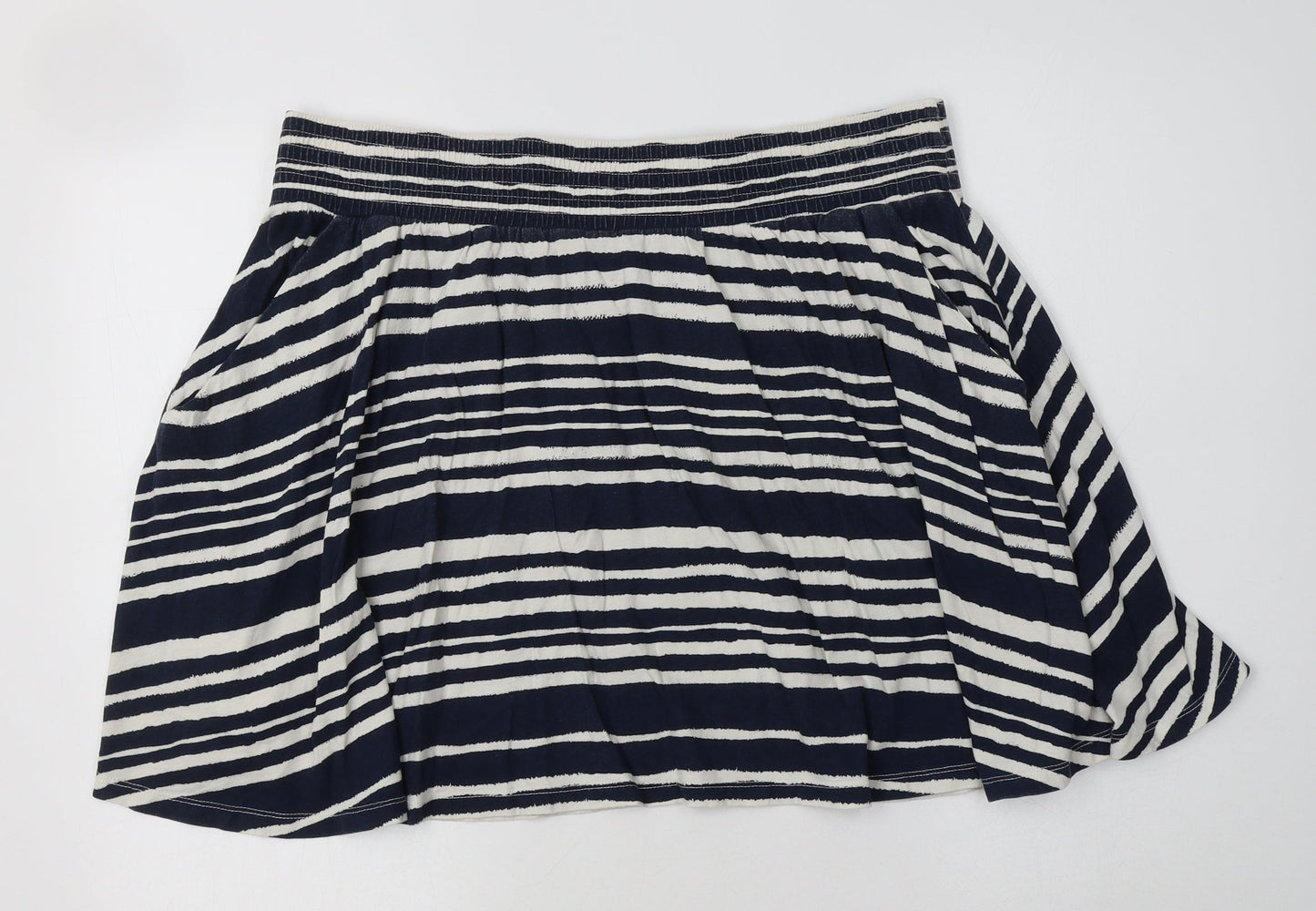 H&M Womens Blue Striped Cotton Flare Skirt Size M