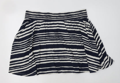 H&M Womens Blue Striped Cotton Flare Skirt Size M