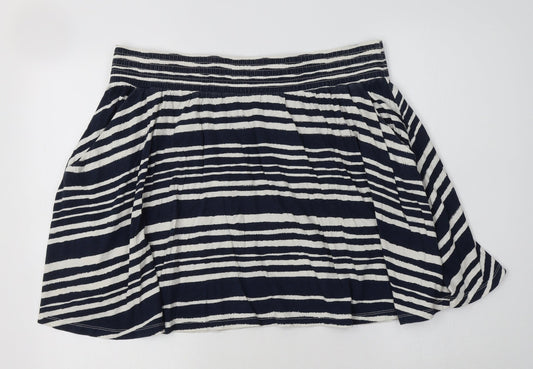 H&M Womens Blue Striped Cotton Flare Skirt Size M