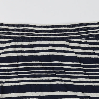 H&M Womens Blue Striped Cotton Flare Skirt Size M