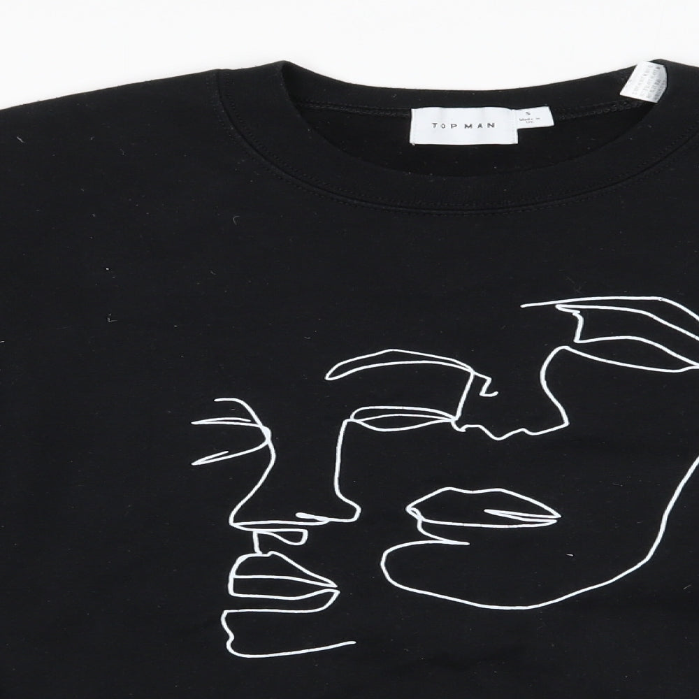 Topman Mens Black  Cotton Pullover Sweatshirt Size S   - Faces Profile graphic